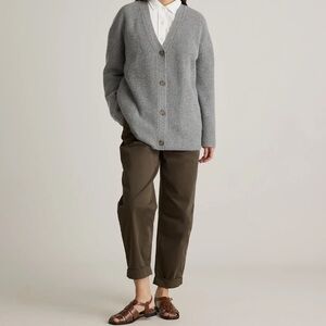 Quince Heather Grey boyfriend Cashmere Cardigan